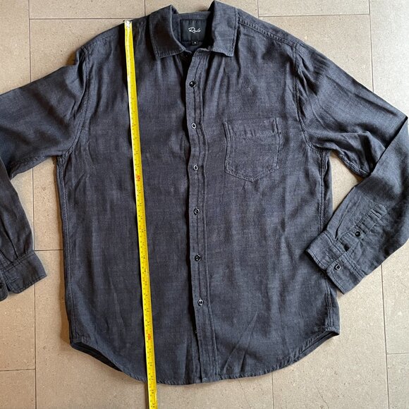 Luxury Rails Men's Wyatt Shirt in Black Chambray Cotton-Size Small - Picture 10 of 13